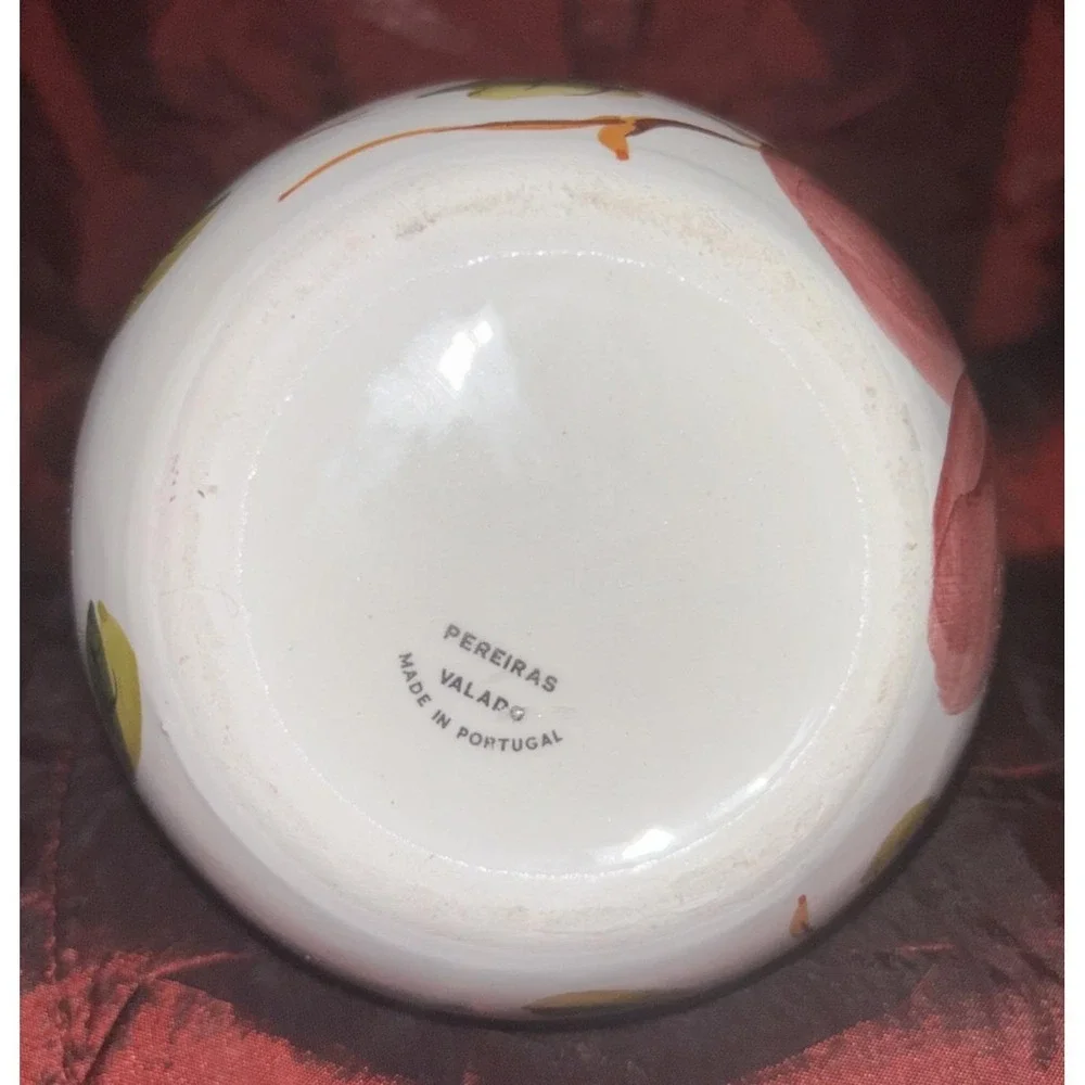 Vintage Portuguese Pereiras Valado Porcelain Vinegar Cruet Hand Painted 7 In EUC